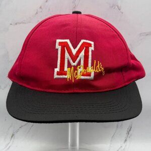 Vintage McDonald's Embroidered Uniform Red Black Adjustable Snapback Hat Cap